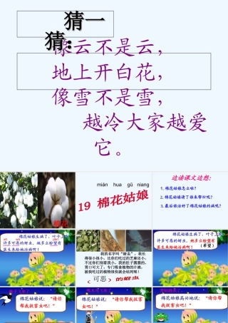 (部编)人教语文2011课标版一年级下册19.《棉花姑娘》PPT