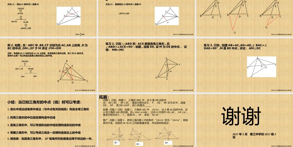 中考压轴题中的辅助线之中点模型探究