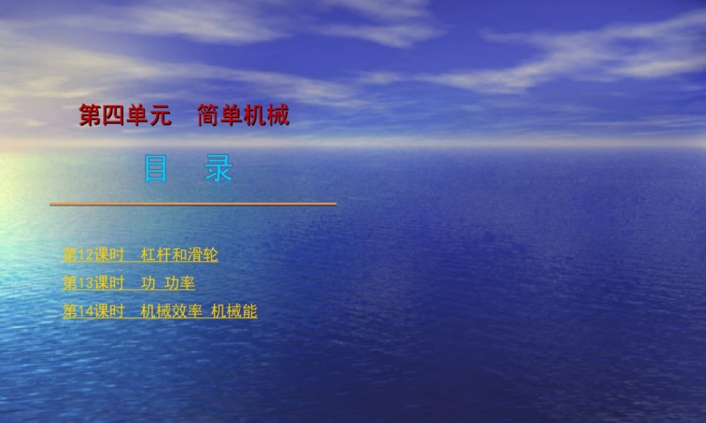 2010届中考物理复习课件——第四单元简单机械12-14