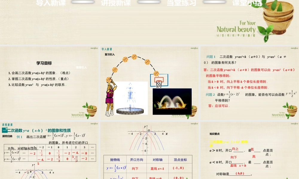 二次函数y=a(x—h)2的图象和性质