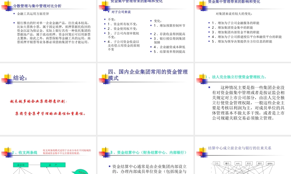集团企业资金集中管理模式培训课件