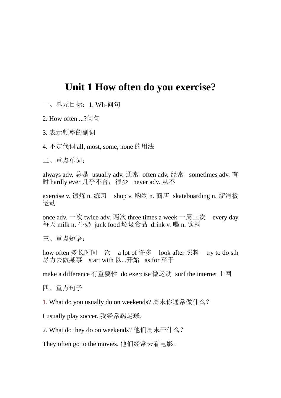 Unit1知识点讲解及同步练习_第1页