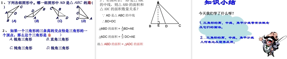 三角形角平分线、中线和高