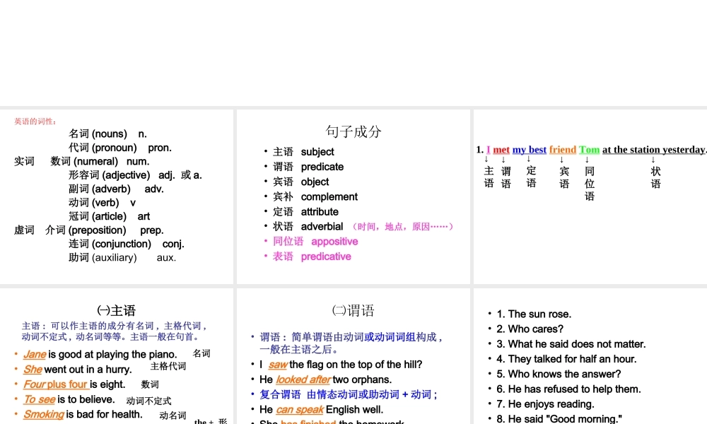 外研版高中英语必修1-句子成分分析课件(共38张PPT)