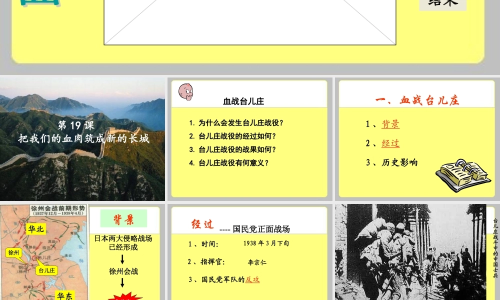 北师大版八上第四单元第19课把我们的血肉筑成新的长城(共34张PPT)