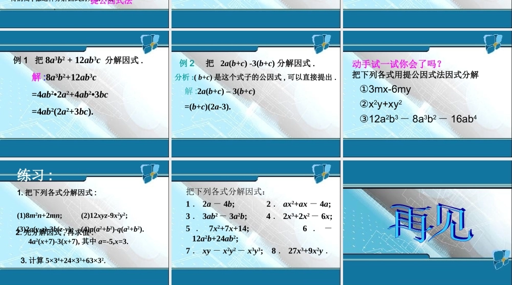 14.3.1因式分解(提公因式法)