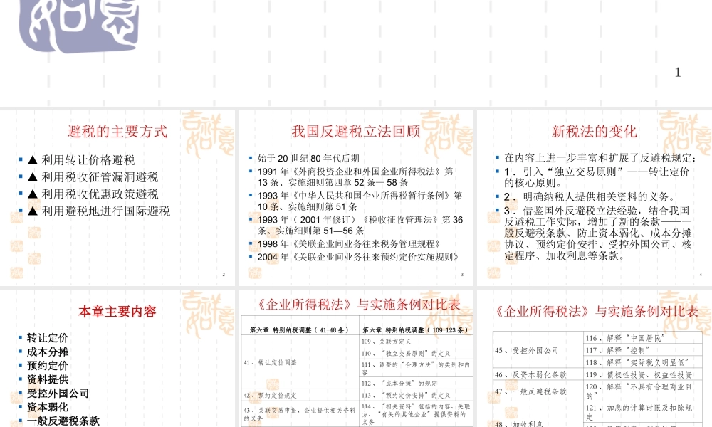 《特别纳税调整》培训课件