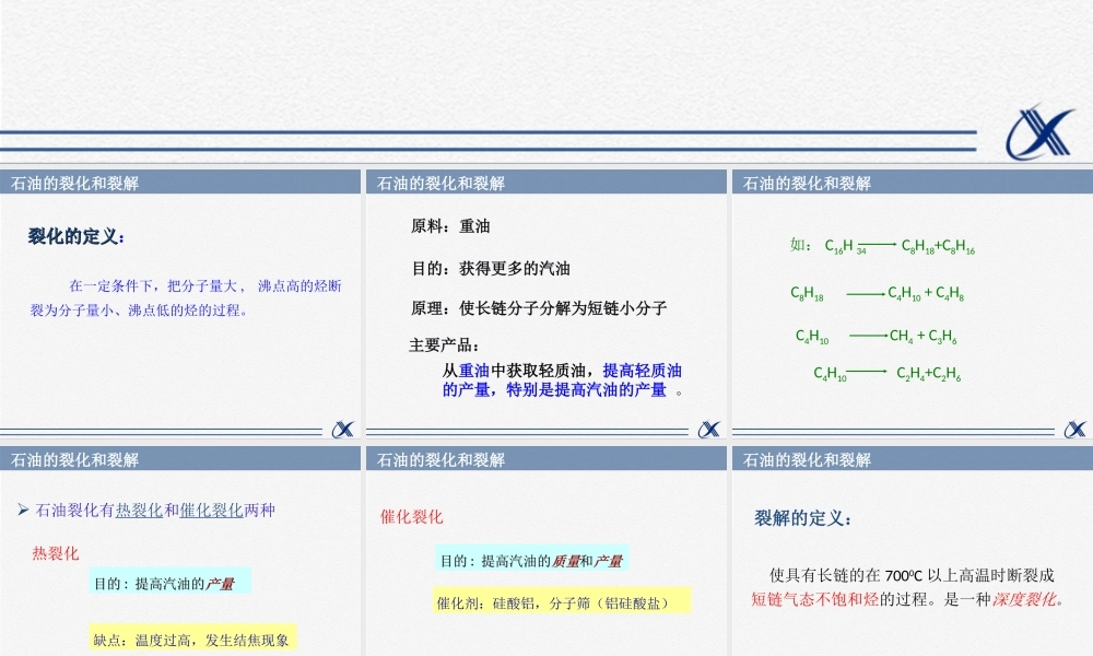 石油的裂化和裂解
