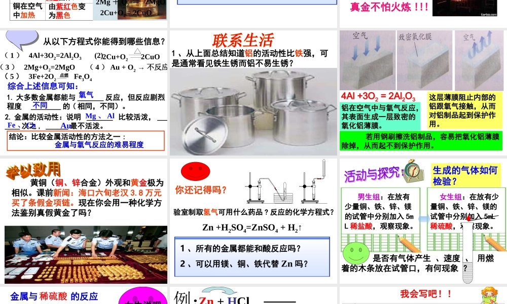 -课题2金属的化学性质(第一课时)