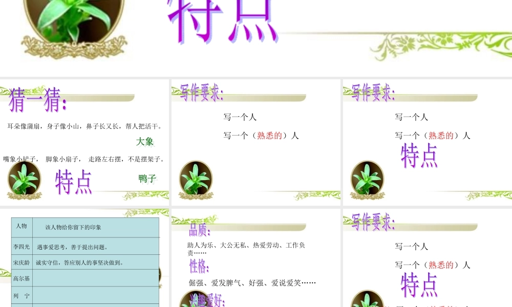 作文熟悉的一个人PPT