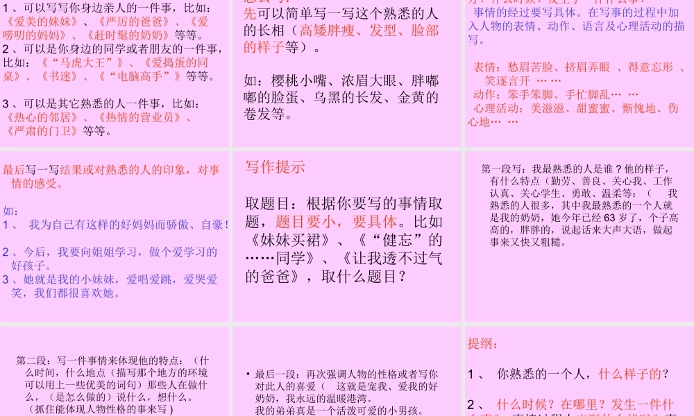 作文熟悉的一个人PPT