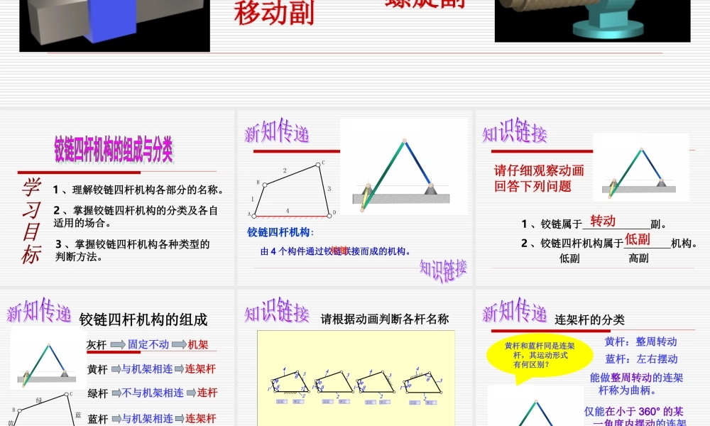 铰链四杆机构的组成与分类