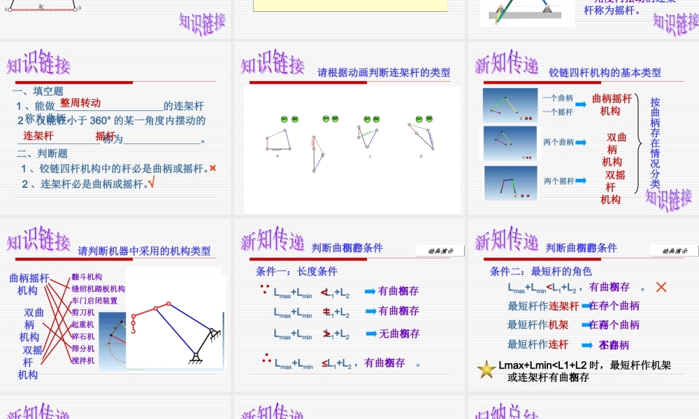 铰链四杆机构的组成与分类