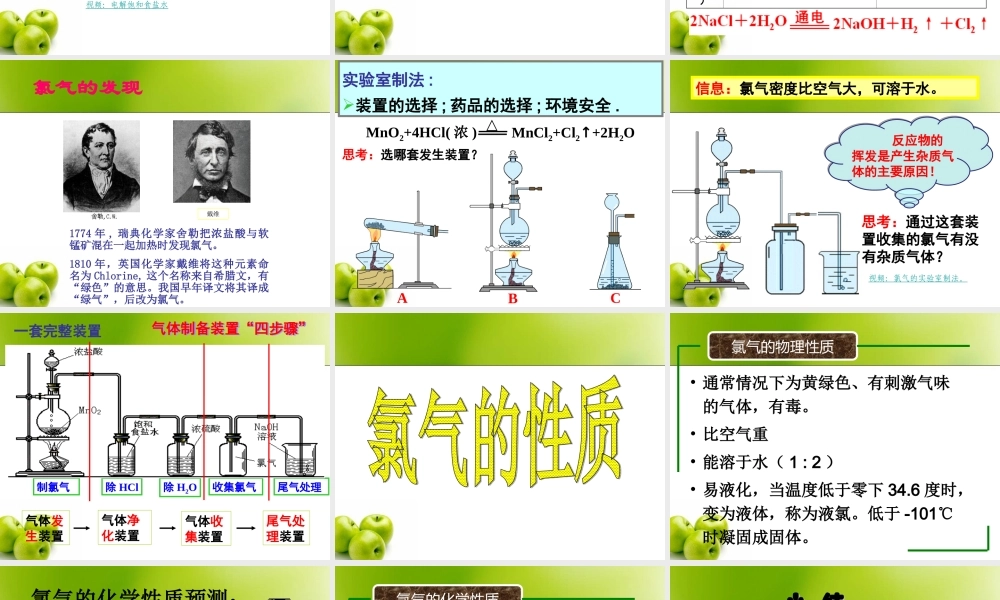 氯气的性质与制法ppt