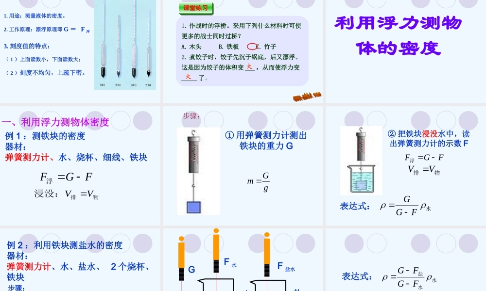 10.3物体的沉浮条件及应用
