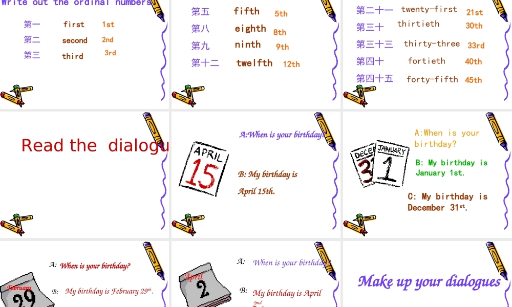 人教版七年级英语上Unit8+When+is+your+birthday-