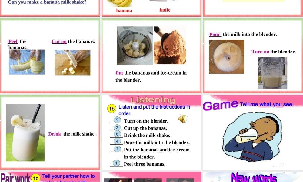 Unit8Howdoyoumakeabananamilkshake课件