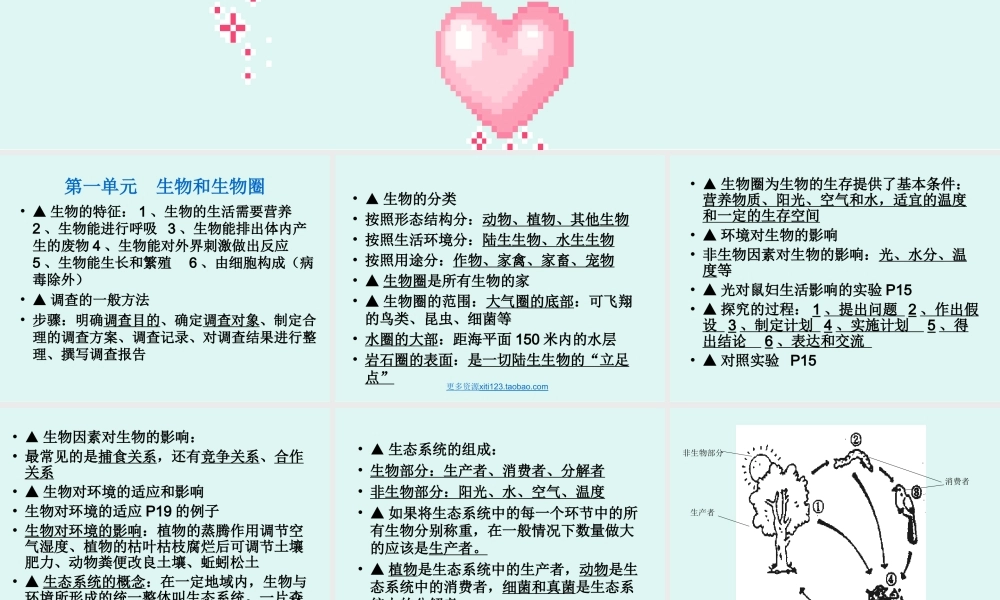 初一生物七年级生物七年级生物期末复习提纲课件(上册)2