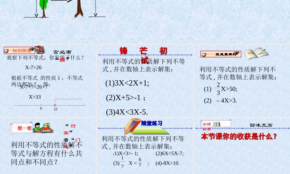 不等式的性质1.1《不等式(第2课时)》课件(人教新课标七年级下)