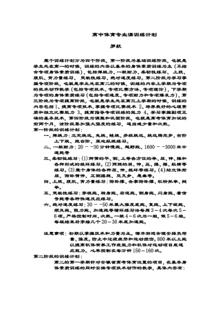 yang高中体育专业课训练计划