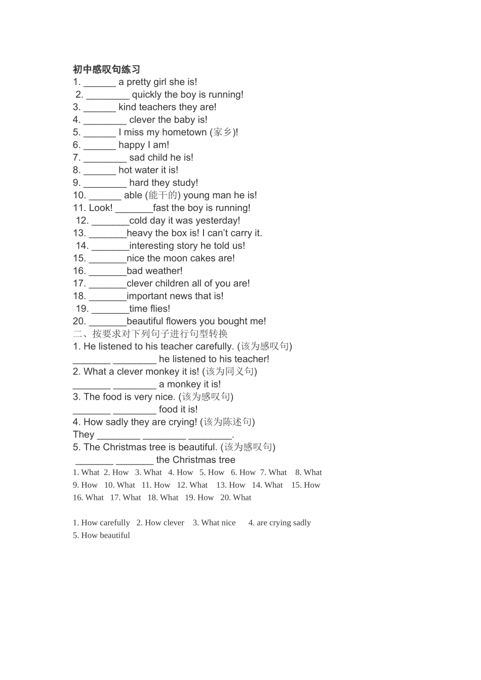 初中感叹句练习_第1页