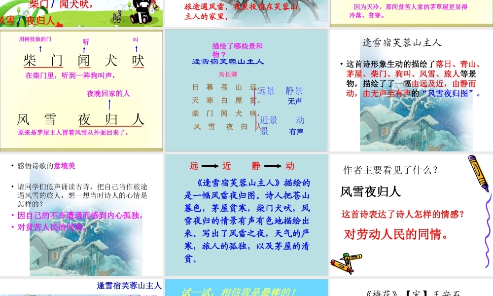 25S版三年级上册25.古诗《逢雪宿芙蓉山主人》