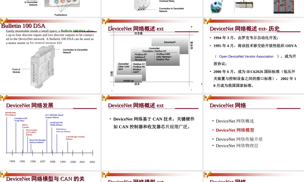 DeviceNet网络技术知识培训课件(完整版)