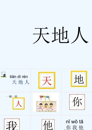 (部编)人教2011课标版一年级上册新人教版一年级上册语文-天地人-课件.ppt