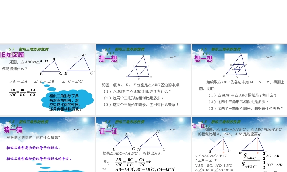 6.5相似三角形的性质-(3)