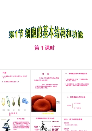 生物：第3章第1节细胞的基本结构和功能1课件(北师大版七年级上)
