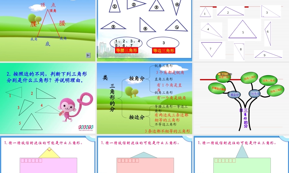 小学数学2011版本小学四年级三角形的分类-课件