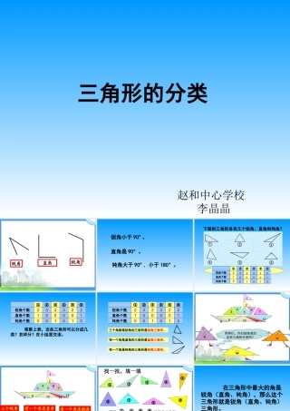 小学数学2011版本小学四年级三角形的分类-课件