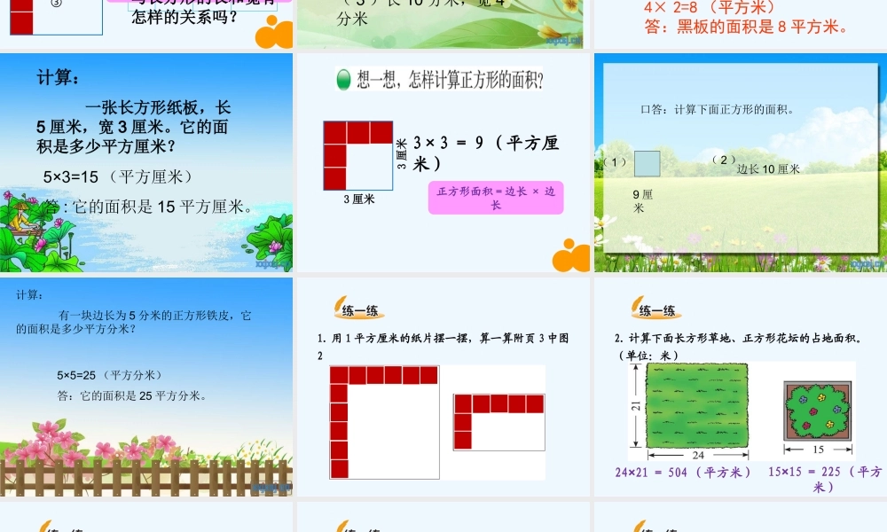 小学数学北师大2011课标版三年级长方形的面积课件-(2)