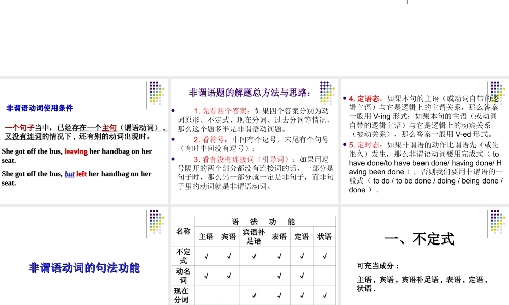 非谓语动词考点