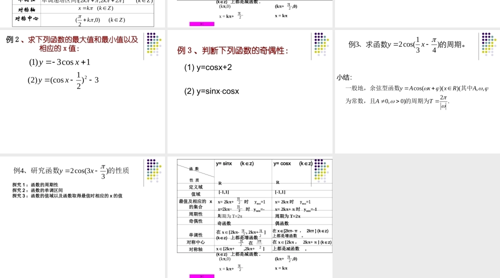 余弦函数图像与性质