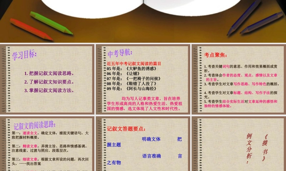 中考语文复习专题讲座——记叙文阅读
