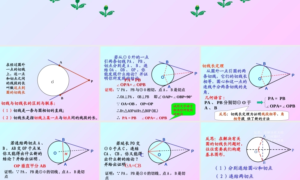 直线与圆的位置关系切线长定理