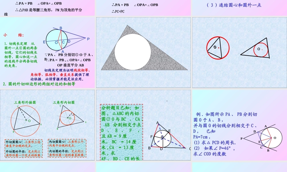 直线与圆的位置关系切线长定理