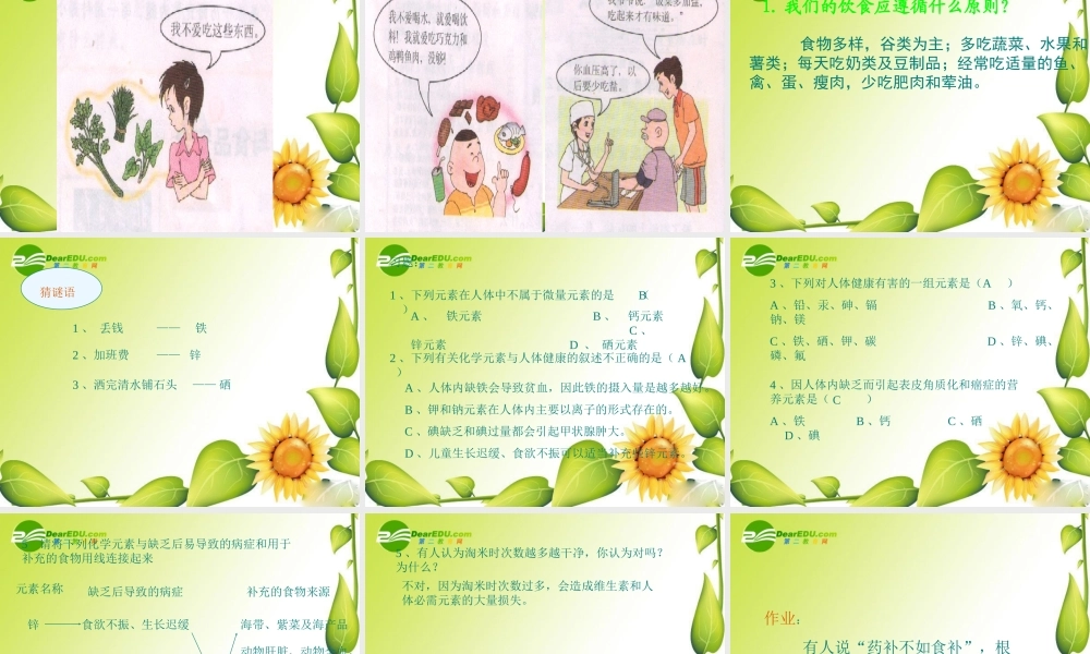 九年级化学12.2化学元素与人体健康课件人教版