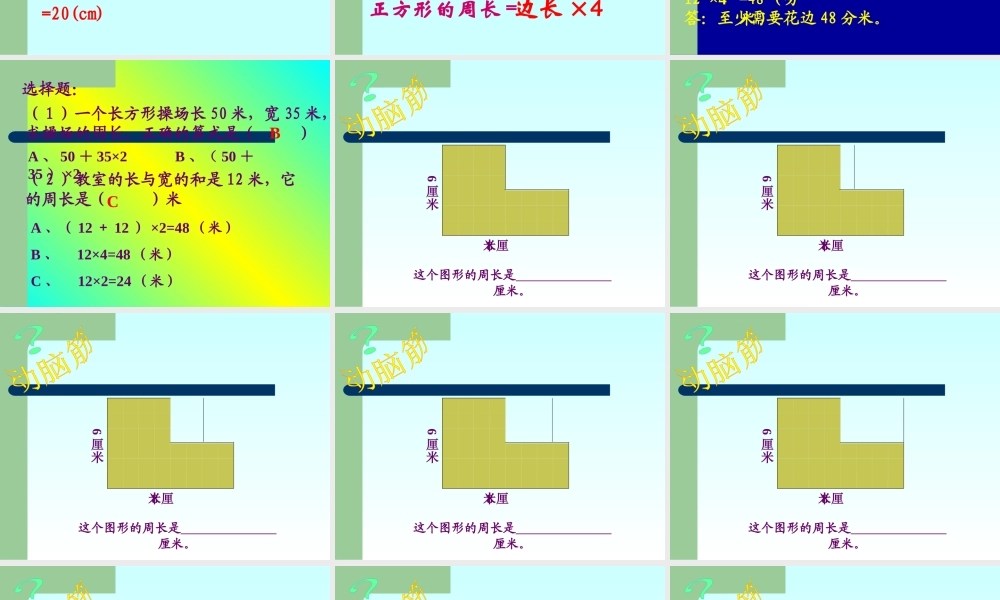 人教2011版小学数学三年级长方形和正方形的周长-(2)