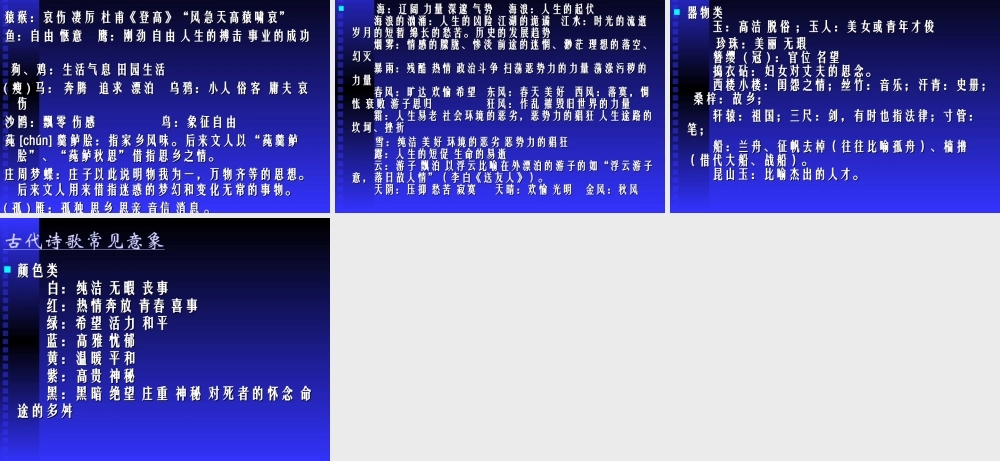 古诗词鉴赏之二：意象准备