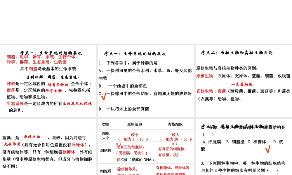 生物会考复习课件：分子与细胞总复习