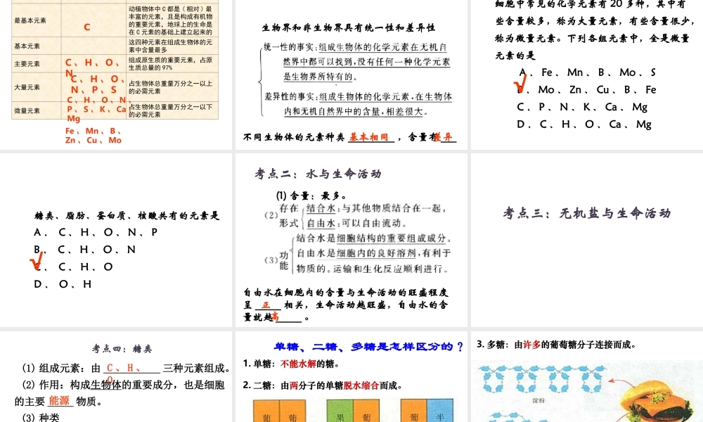 生物会考复习课件：分子与细胞总复习