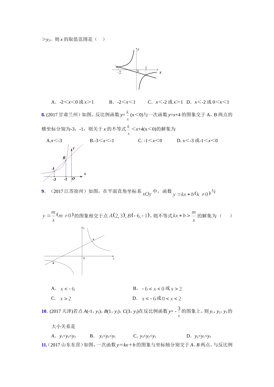 人教版九年级下册第26章反比例函数专题研究(一)(带答案_第2页