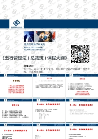五行管理法(总裁班)课程大纲