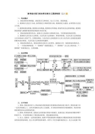 高考综合复习政治常识部分之国家制度(上)