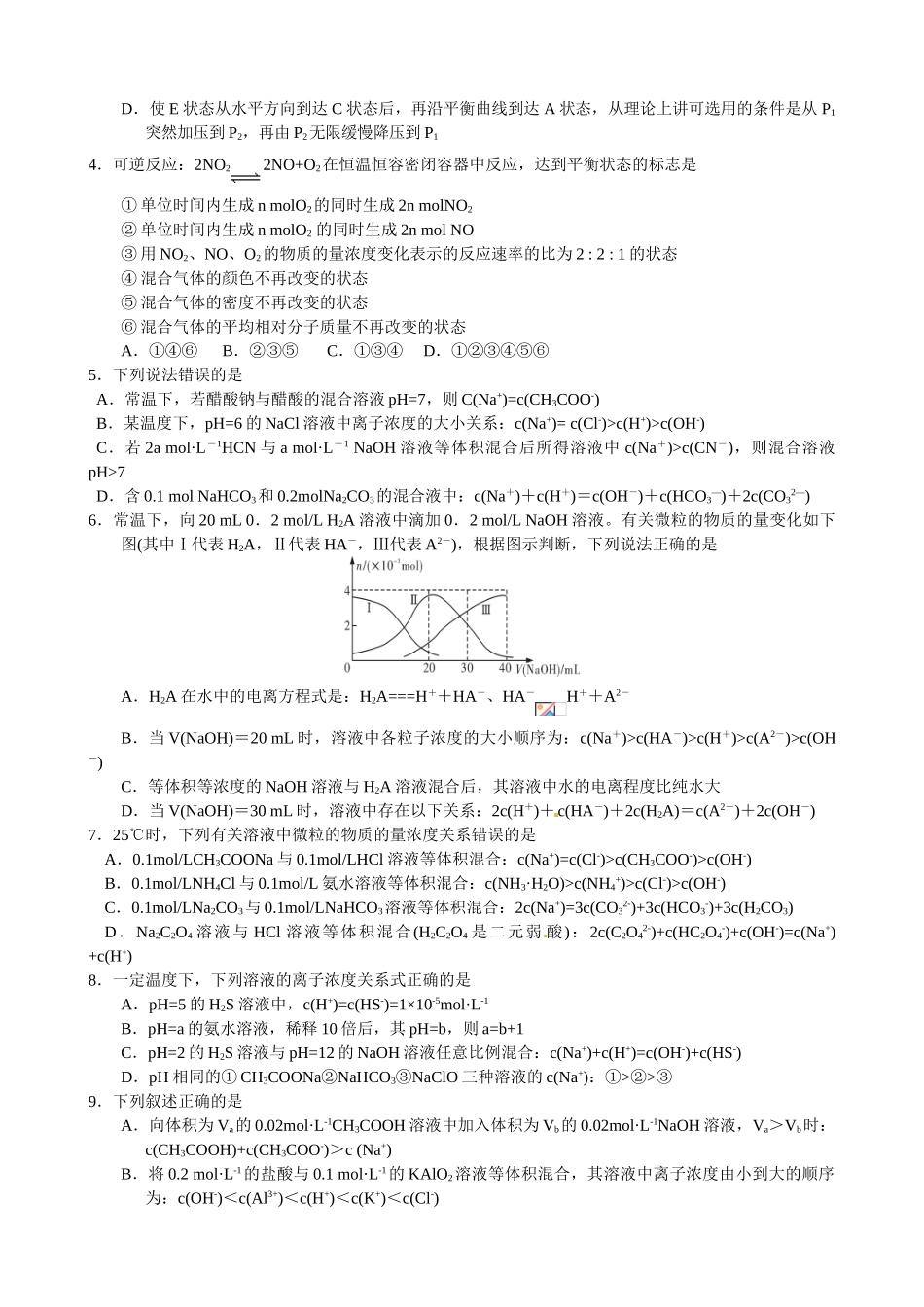南昌市三校联考2014-2015学年高二1月化学试卷及答案_第2页