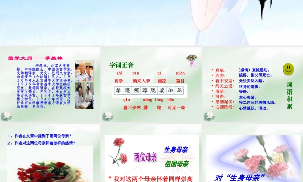 2014人教版语文六上《怀念母亲》ppt课件3