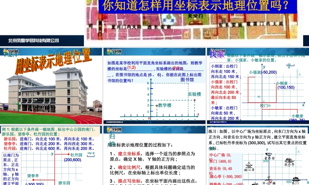[名校联盟]江西省吉安县油田中学七年级数学下册《721用坐标表示地理位置》课件