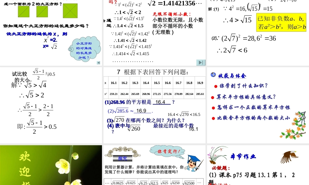 算数平分根.1算术平方根